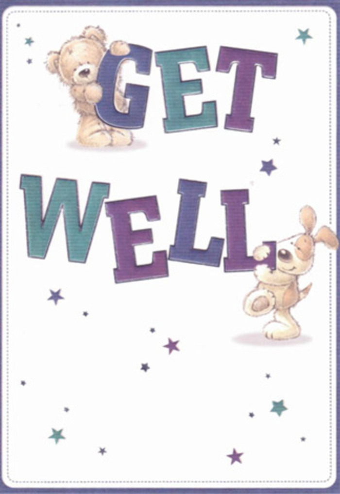 A celebration of gentle support and local charm, this get well card features friendly illustrations of a bear and a puppy, their presence as reassuring as a Paddington florist's smile. Playful stars circle the duo, scattering invisible good wishes through clean, open space reminiscent of the tranquil gardens surrounding Norfolk Square. Oversized typography in purples and aquas grounds the design, its cheerful confidence inviting both comfort and joy. Subtle textures in the bear's coat and the puppy's soft ears evoke the tactile delight of holding a freshly tied bouquet, each crafted to uplift and restore. The entire card is suffused with an airy hopefulness, perfect for brightening spirits no matter the recipient's age or circumstance. Imagining this card alongside flowers delivered from Flowers Paddington brings to mind a thoughtful, restorative gesture that bridges distance with genuine care, as though sending a breath of fresh air from the heart of the city.